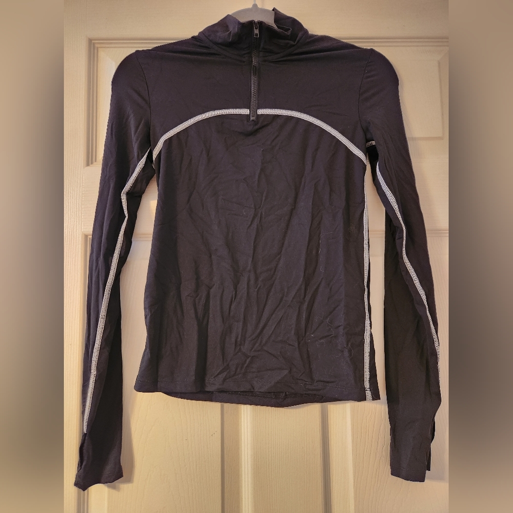 PINK Victoria's Secret Lightweight Ultimate Black Longsleeve 1/4 Zipper Top XS
